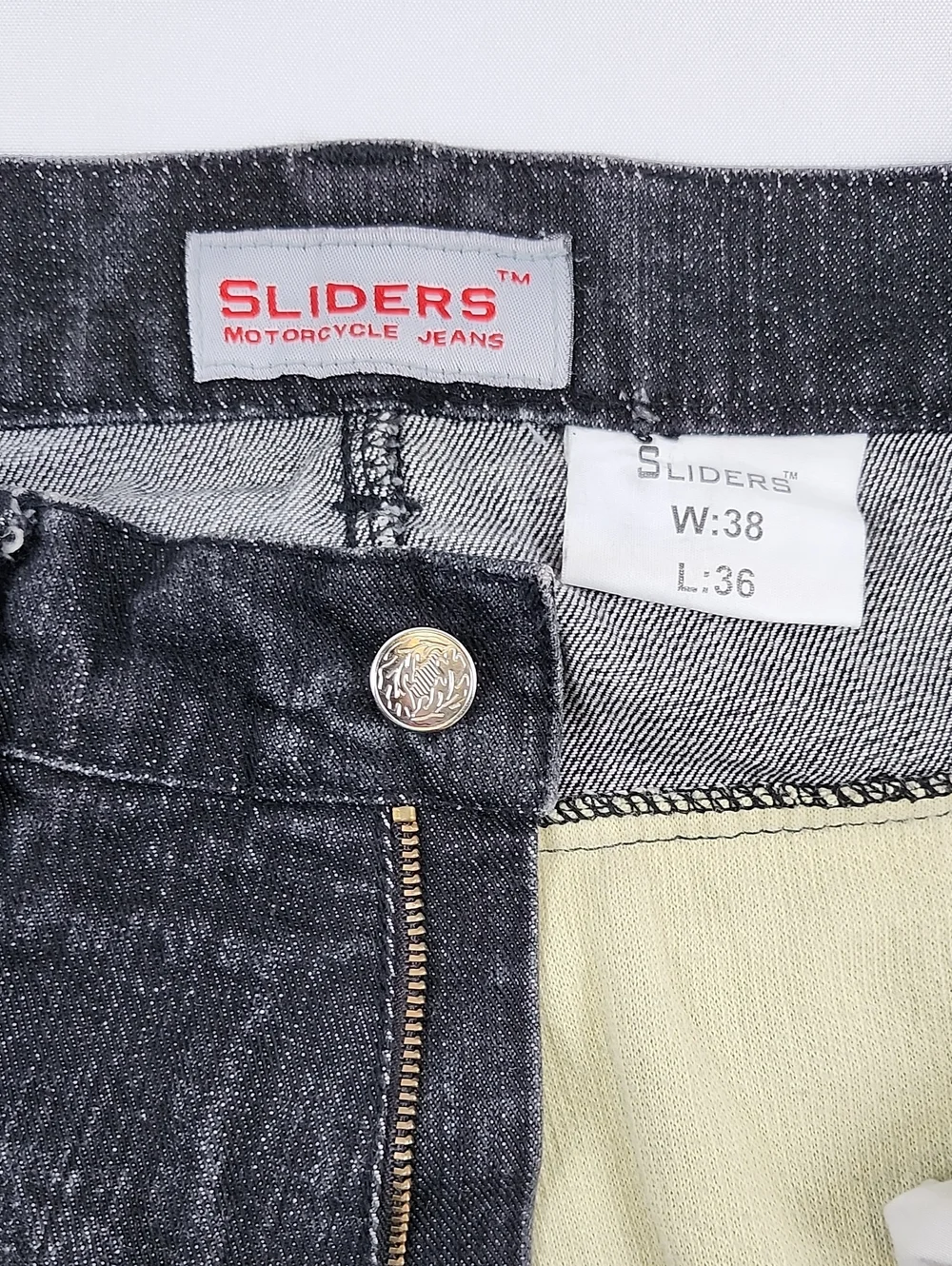 Sliders Men’s 38x36* Kevlar Lined Motorcycle Riding Jeans Black